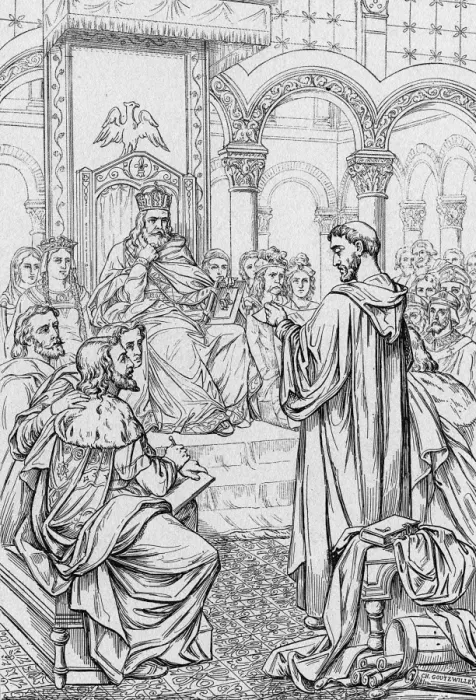 Framed Print : Alcuin & Charlemagne Framed Print : Alcuin & Charlemagne