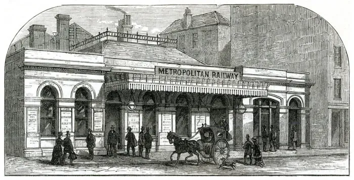 Framed Print : Aldgate station, London underground 1876 Framed Print : Aldgate station, London underground 1876