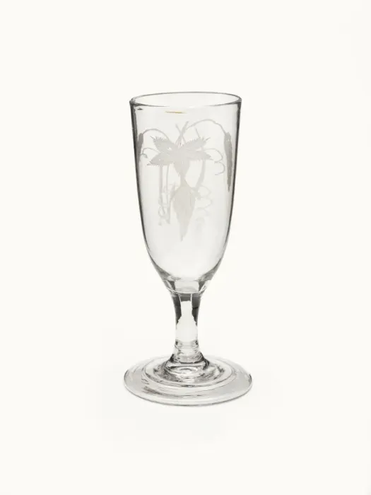 Framed Print : Ale glass with a deep tulip-shaped bowl and a folded foot, engraved with two barley ears Framed Print : Ale glass with a deep tulip-shaped bowl and a folded foot, engraved with two barley ears