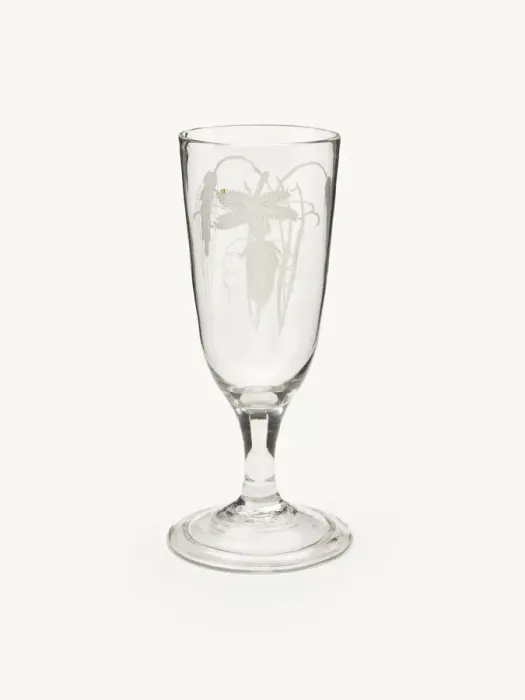 Framed Print : Ale glass with a deep tulip-shaped bowl and a folded foot, engraved with two barley ears Framed Print : Ale glass with a deep tulip-shaped bowl and a folded foot, engraved with two barley ears