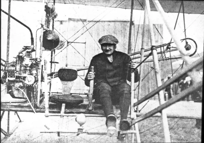 Framed Print : Alec Ogilvie in his Wright biplane Framed Print : Alec Ogilvie in his Wright biplane