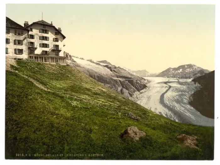 Framed Print : Aletsch, glacier and Belalp Hotel, Valais, Alps of, Switzerl Framed Print : Aletsch, glacier and Belalp Hotel, Valais, Alps of, Switzerl