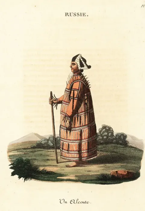 Framed Print : Aleut or Unangan man of Kamchatka, 18th century Framed Print : Aleut or Unangan man of Kamchatka, 18th century
