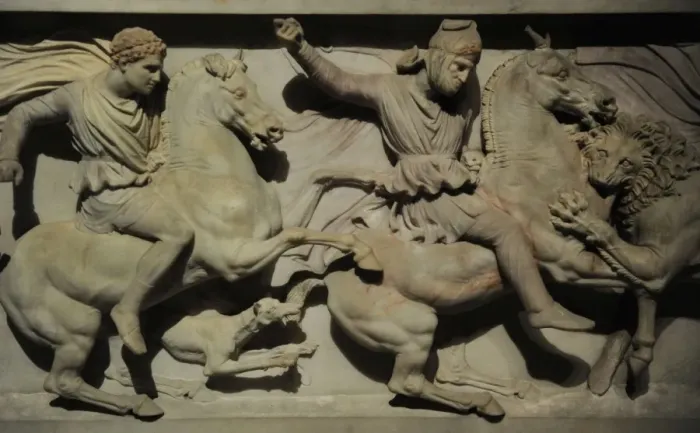 Framed Print : Alexander Sarcophagus. 4th century BC. Alexander and the Mac Framed Print : Alexander Sarcophagus. 4th century BC. Alexander and the Mac