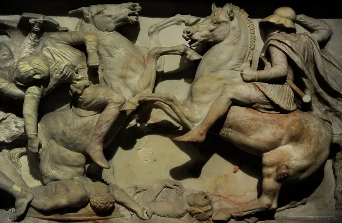 Framed Print : Alexander Sarcophagus. 4th century BC. Battle of Issus (333) Framed Print : Alexander Sarcophagus. 4th century BC. Battle of Issus (333)