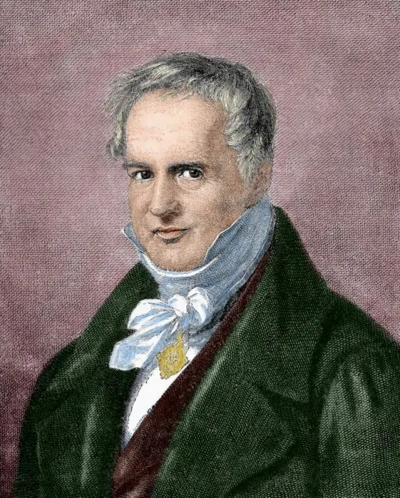 Framed Print : Alexander von Humboldt (1769-1859). Engraving. Colored Framed Print : Alexander von Humboldt (1769-1859). Engraving. Colored
