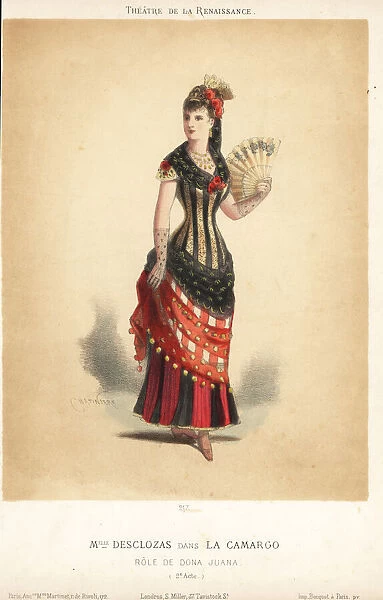 Alexina Desclozas as Dona Juana in La Camargo, 1879