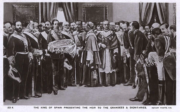 Alfonso XIII of Spain presenting his son to Dignitaries