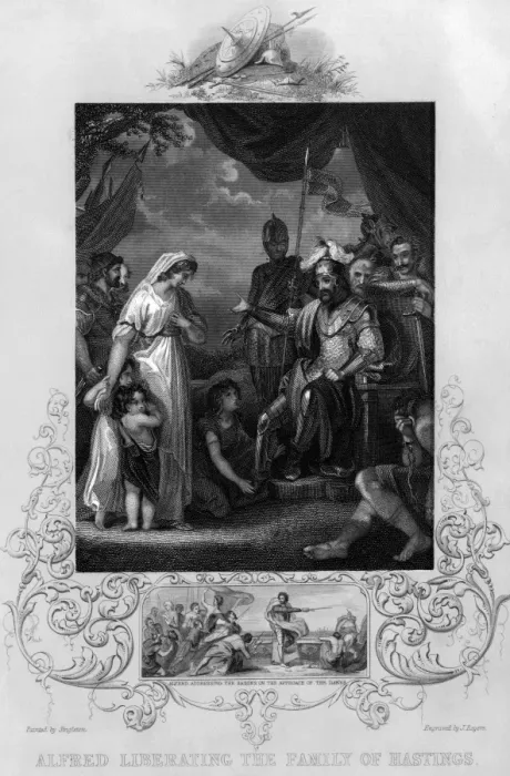 Framed Print : Alfred the Great frees the family of Hastings Framed Print : Alfred the Great frees the family of Hastings