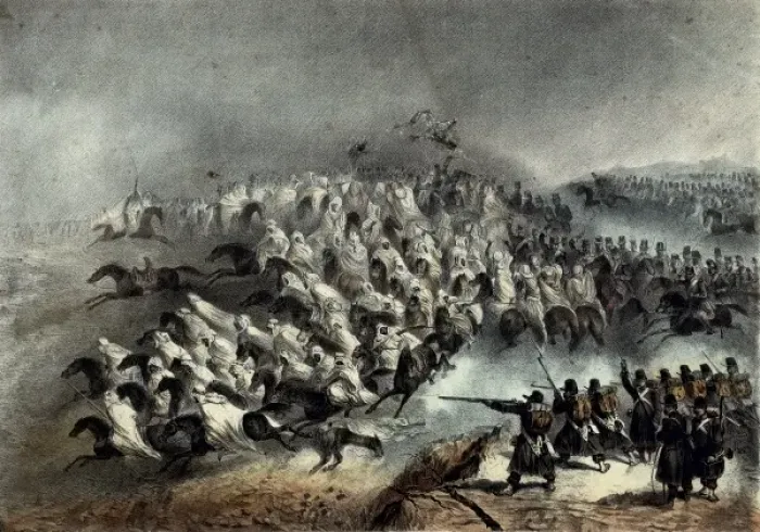 Framed Print : Algeria (1837). Battle of Constantina. Litography Framed Print : Algeria (1837). Battle of Constantina. Litography