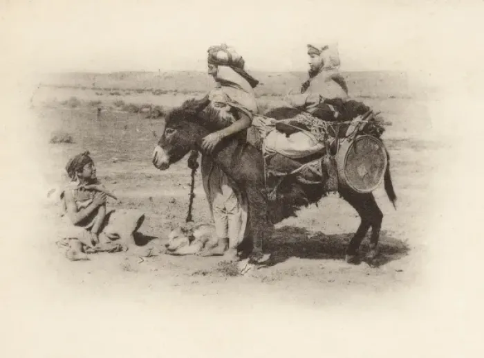 Framed Print : Algeria - Children and a little donkey Framed Print : Algeria - Children and a little donkey
