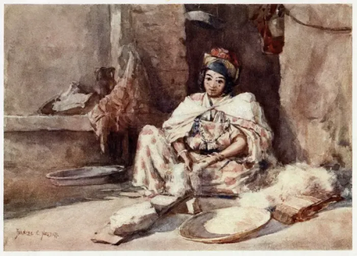 Framed Print : Algerian Carding Wool Framed Print : Algerian Carding Wool