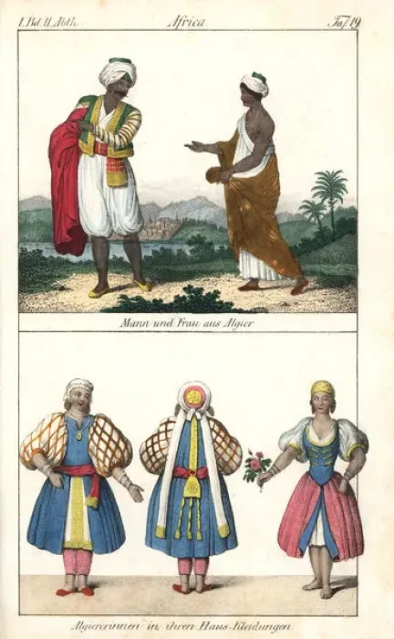 Framed Print : Algerian costumes, 1800s Framed Print : Algerian costumes, 1800s