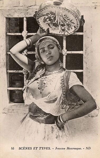 Algerian Dancer - Exotic moorish girl with Tambourine