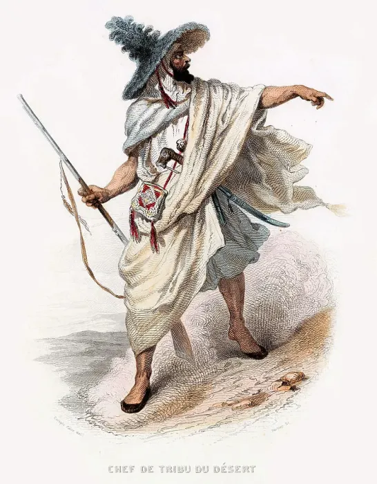 Framed Print : An Algerian warrior, Chief of a desert tribe Date: circa 1850