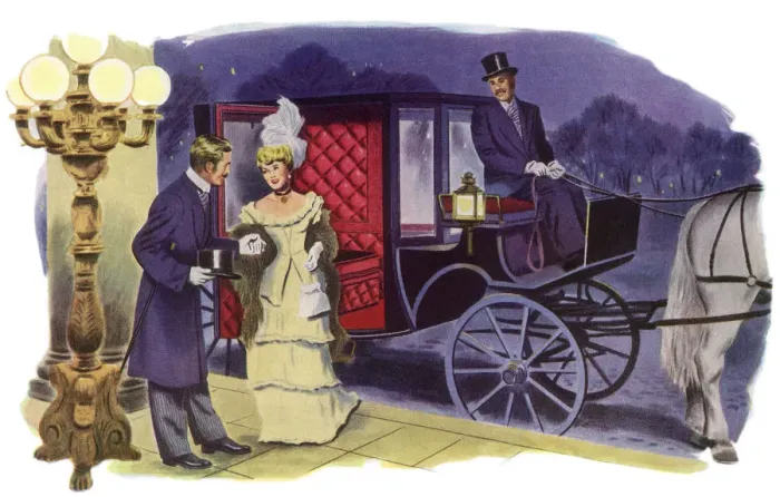 Framed Print : Alighting from Carriage Date: 1950 Framed Print : Alighting from Carriage Date: 1950