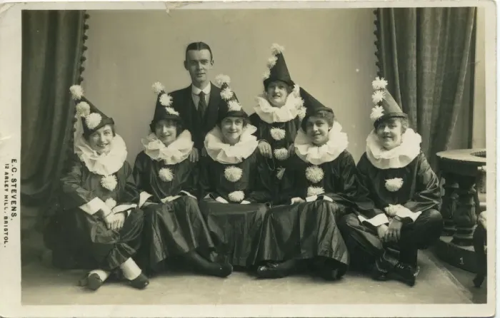 Framed Print : An all-girl pierrot troupe from the First World War, together with one chap Framed Print : An all-girl pierrot troupe from the First World War, together with one chap