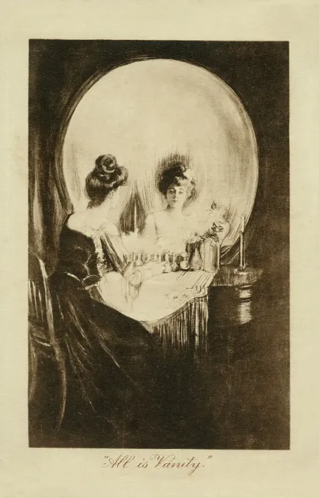 Framed Print : All is Vanity - optical illusion - woman at dressing table Framed Print : All is Vanity - optical illusion - woman at dressing table