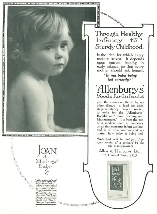 Framed Print : Allenburys Infant Food Advertisement Framed Print : Allenburys Infant Food Advertisement