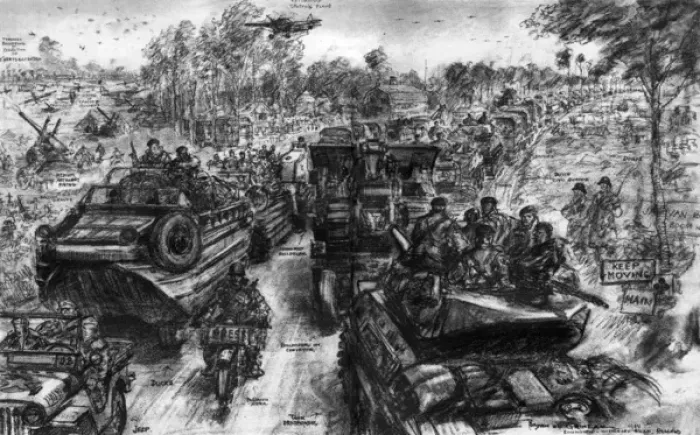 Framed Print : Allied Armour heading into Holland; Second World War, 1944 Framed Print : Allied Armour heading into Holland; Second World War, 1944