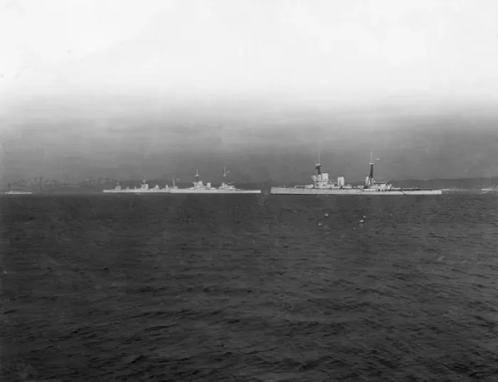 Framed Print : Four Allied battlecruisers at sea, WW1 Framed Print : Four Allied battlecruisers at sea, WW1