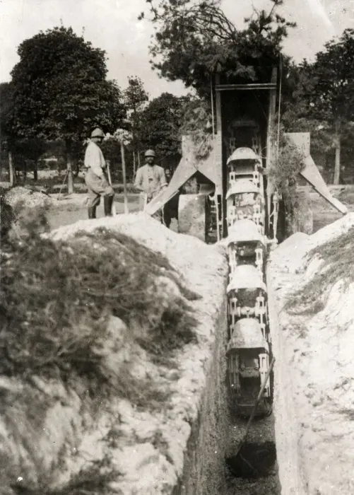 Framed Print : Allied trench plough in action, WW1 Framed Print : Allied trench plough in action, WW1