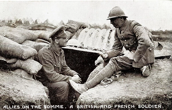 Allies on the Somme, British and French soldiers, WW1