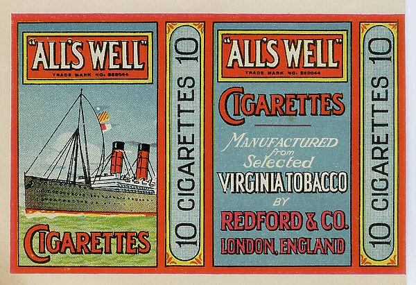 All's Well Cigarettes by Redford and Co. packet design