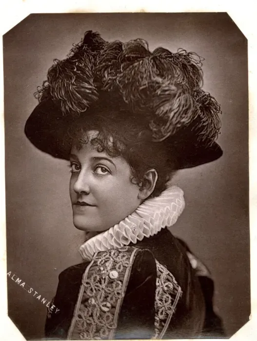 Framed Print : Alma Stanley, Victorian actress in historical costume Framed Print : Alma Stanley, Victorian actress in historical costume