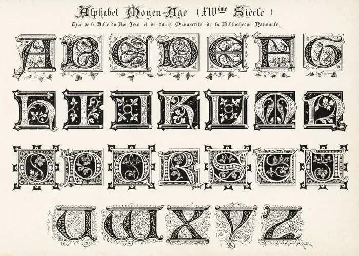 Framed Print : Alphabet of decorative initial letters taken from manuscripts of Framed Print : Alphabet of decorative initial letters taken from manuscripts of