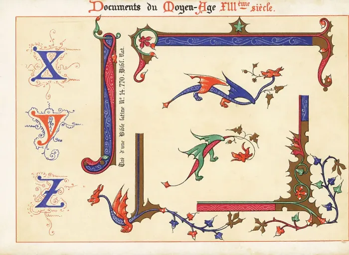 Framed Print : Alphabet of decorative initial letters XYZ, 13th century Framed Print : Alphabet of decorative initial letters XYZ, 13th century