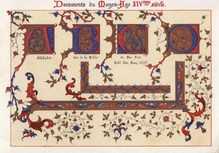 Framed Print : Alphabet from the illuminated Bible of King John Framed Print : Alphabet from the illuminated Bible of King John