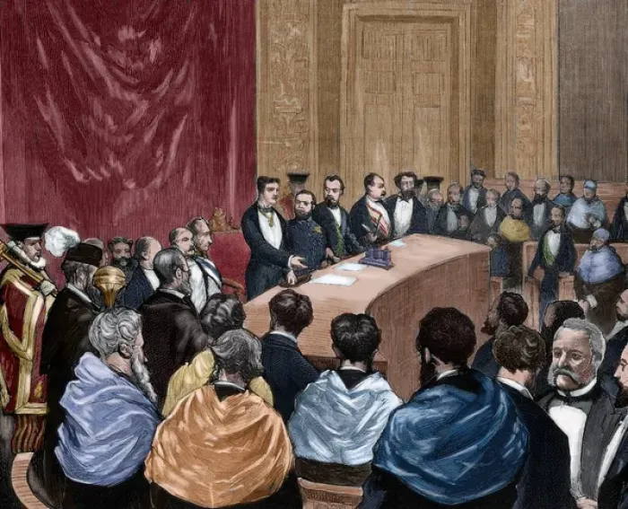 Framed Print : Alphonse XII inaugurating the agricultural conferences. Eng Framed Print : Alphonse XII inaugurating the agricultural conferences. Eng