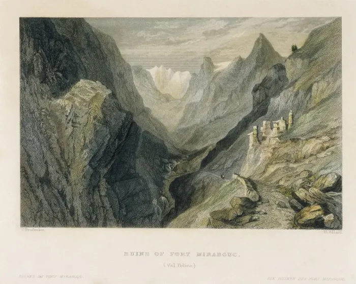 Framed Print : Alps. Ruins of fort Mirabouc in Pelice valley Framed Print : Alps. Ruins of fort Mirabouc in Pelice valley