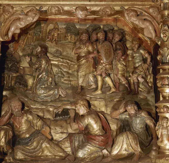 Framed Print : Altarpiece of the church of Saint Mary, dated in 1574. Jesus Framed Print : Altarpiece of the church of Saint Mary, dated in 1574. Jesus
