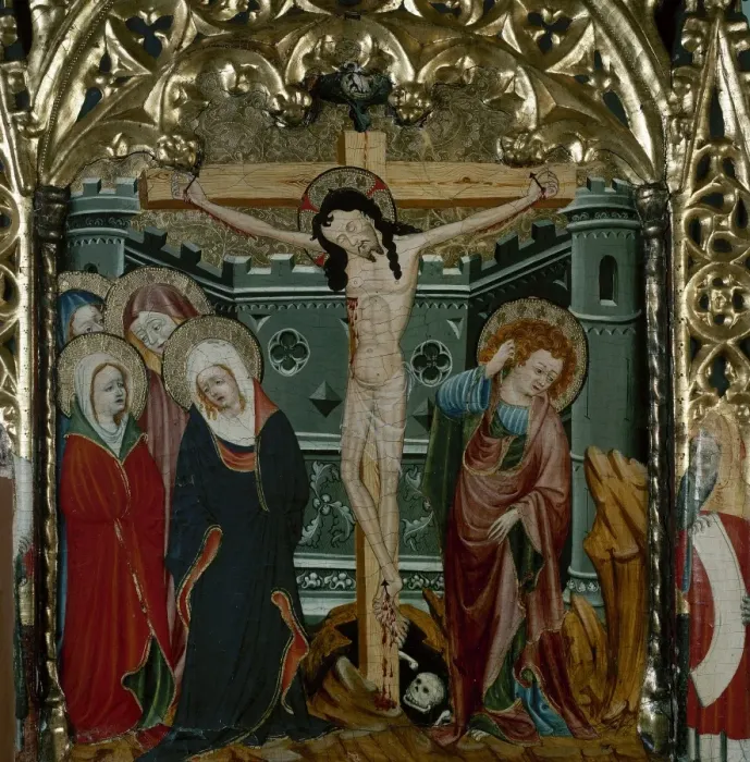 Framed Print : Altarpiece by Juan de Levi, 1401-1408. Gothic. Crucifixion Framed Print : Altarpiece by Juan de Levi, 1401-1408. Gothic. Crucifixion