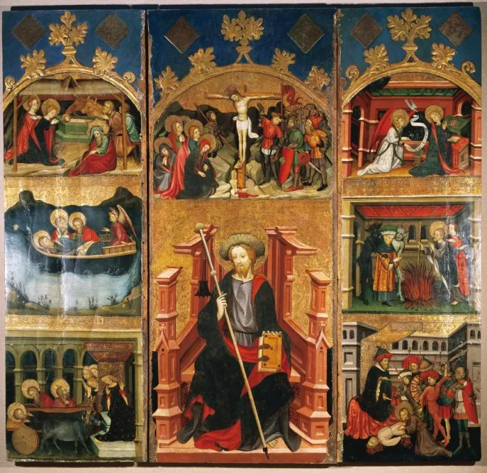 Framed Print : Altarpiece of Saint James of the parish of Vallespinosa by J
