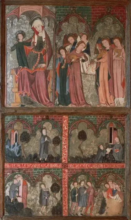 Framed Print : Altarpiece of San Millan de la Cogolla. Detail depicting sce Framed Print : Altarpiece of San Millan de la Cogolla. Detail depicting sce