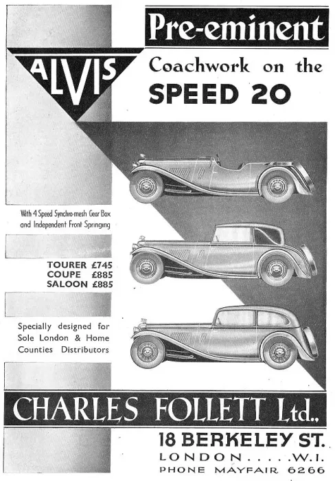 Framed Print : Alvis Cars. Charles Follett. Alvis Speed 20 1933 Advert Framed Print : Alvis Cars. Charles Follett. Alvis Speed 20 1933 Advert