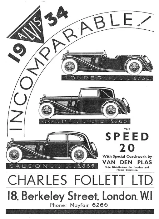 Framed Print : Alvis Cars. Charles Follett. Alvis Speed 20 1933 Advert Framed Print : Alvis Cars. Charles Follett. Alvis Speed 20 1933 Advert