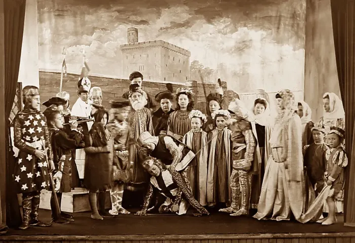 Framed Print : An amateur production of Ivanhoe at a country Framed Print : An amateur production of Ivanhoe at a country
