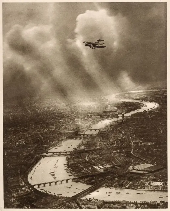 Framed Print : Amazing aerial photograph looking east over London, in the farthest distance the river Framed Print : Amazing aerial photograph looking east over London, in the farthest distance the river