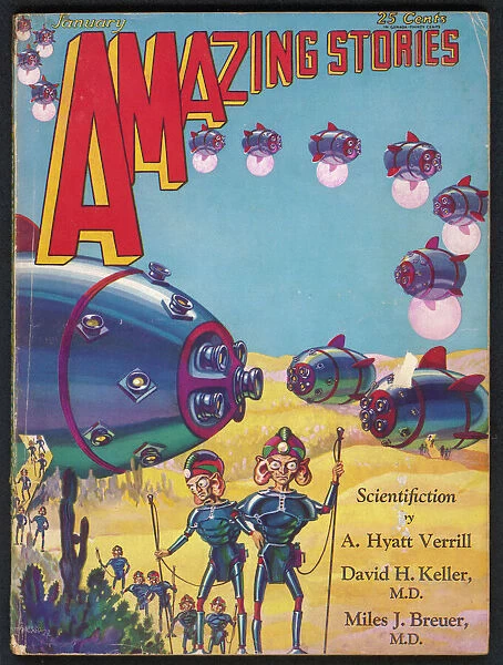 Amazing Stories Scifi magazine cover, When the Atoms Failed