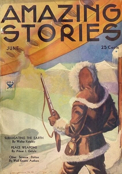 Amazing Stories Scifi magazine cover, Subjugating Earth