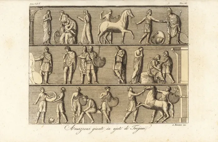 Framed Print : Amazons coming to the aid of the Trojans at Troy Framed Print : Amazons coming to the aid of the Trojans at Troy