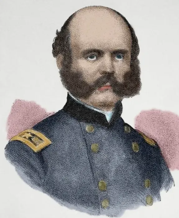 Framed Print : Ambrose Everett Burnside (1824-1881). Colored engraving Framed Print : Ambrose Everett Burnside (1824-1881). Colored engraving