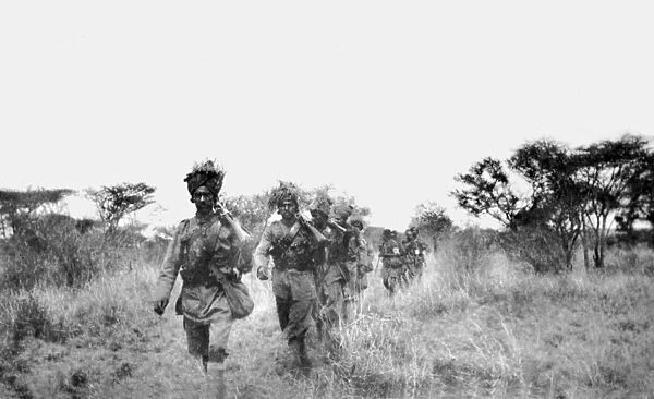 Ambulance team following troops, East Africa, WW1