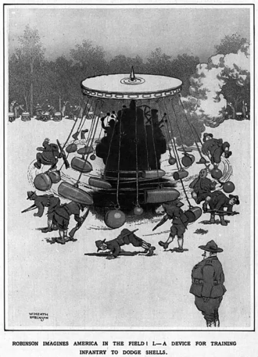 Framed Print : America in the Field by Heath Robinson, WW1 Framed Print : America in the Field by Heath Robinson, WW1