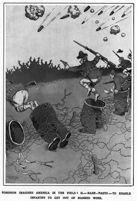 Framed Print : America in the Field by Heath Robinson, WW1 Framed Print : America in the Field by Heath Robinson, WW1