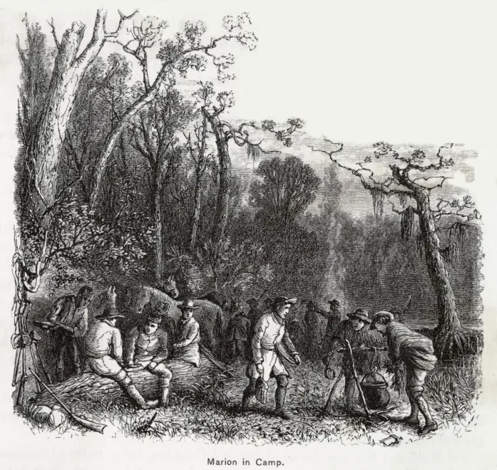 Framed Print : America - Marion, American Marauder in Camp Framed Print : America - Marion, American Marauder in Camp